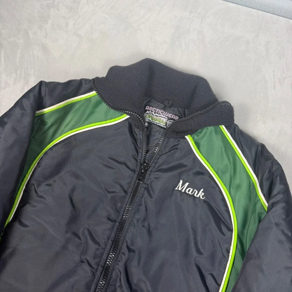 90s Mens Arcticwear Vintage Snowmobile Racing Jacket Green Black Size M